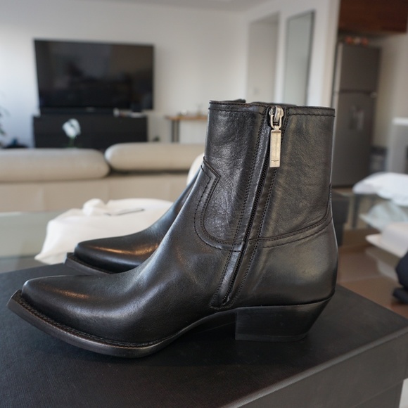 Saint Laurent Leather Fringed Ankle Boots Size 36.5 - Picture 6 of 12